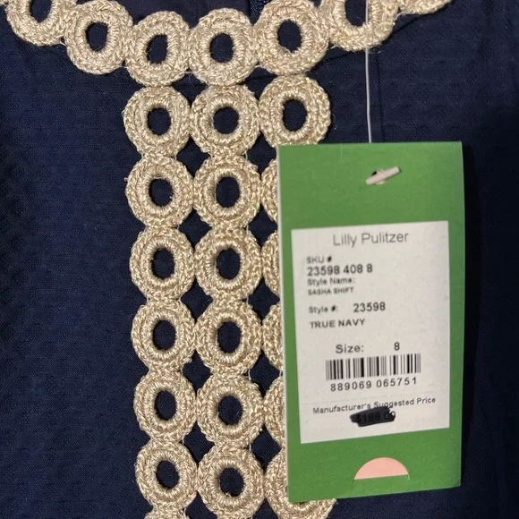 NWT! Navy and gold Lilly Pulitzer Sasha Shift Dress - Picture 3 of 3